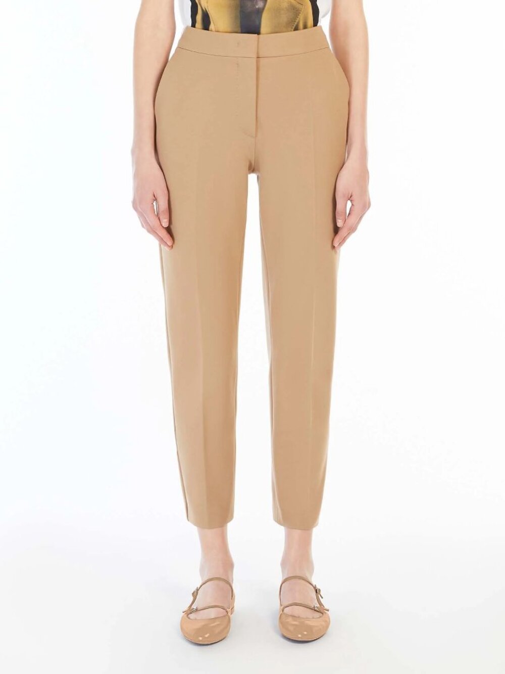 MaxMara Women's Pegno Viscose Jersey Khaki Tan Trouser Pants Work Office Size 4